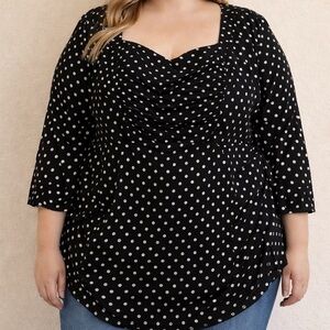 Cato Polka Dot 3/4 Sleeve Lined Blouse Women’s | Rockabilly Goth Whimsigoth Top